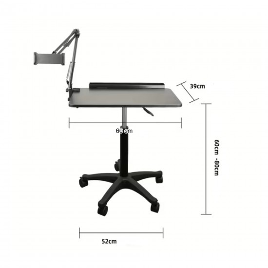 Tavolo per Tatuaggi Regolabile con Supporto Smartphone – Carrello da Lavoro con Ruote