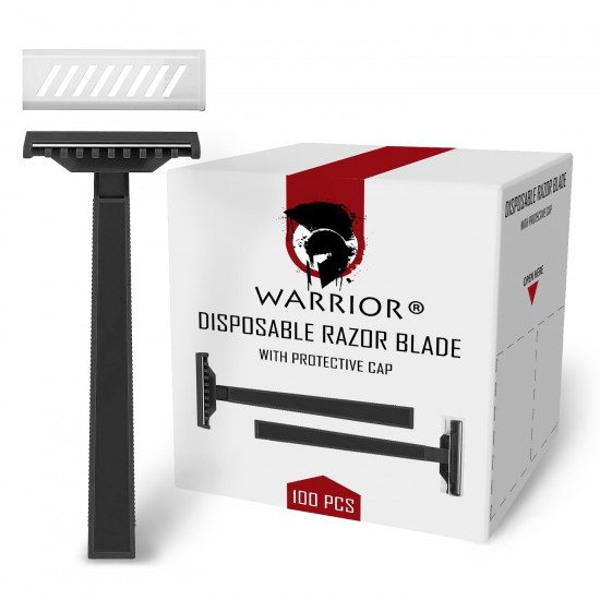 Lame de rasoir jetable noire en acier WARRIOR (BLACK-100PZ)