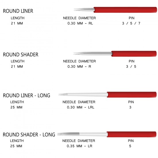 Microblading Aghi per Sopracciglia ROUND LINER-LONG 3 PIN