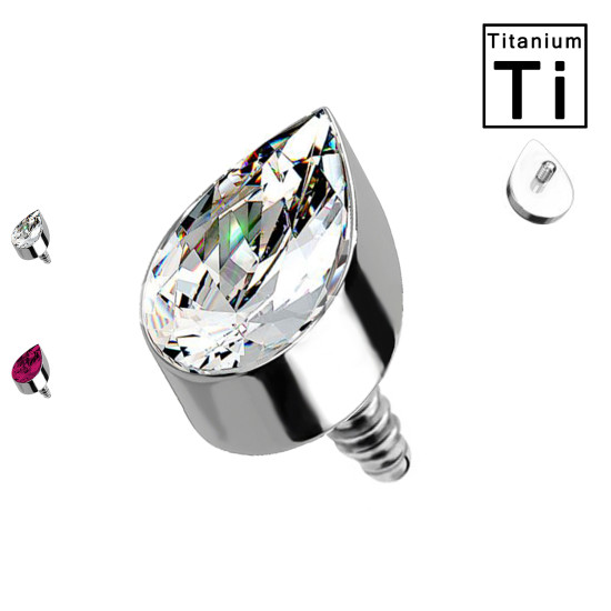 Ball in Titanium with Crystal drop shape - 1.6mm