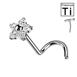 Piercing Nostril in Titanio con Fiore Push-In