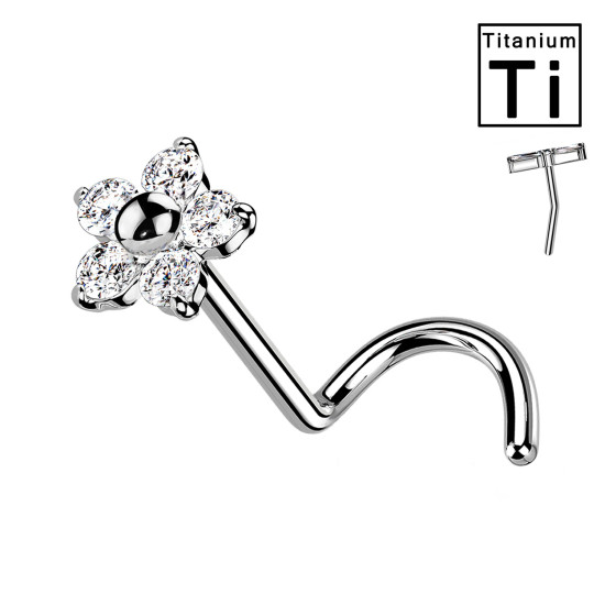 Piercing Nostril in Titanio con Fiore Push-In