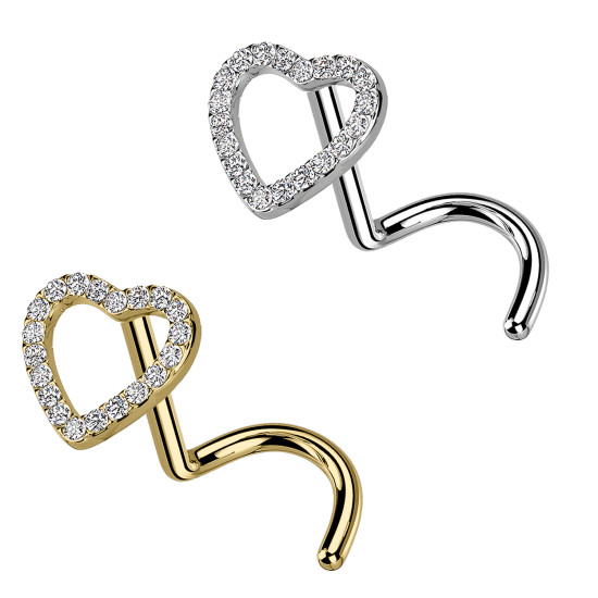 Piercing Naso con Cuore di Cristalli-Push in