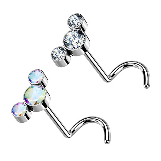 Piercing Nostril Push-In in Titanio con 3 Cristalli
