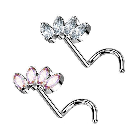 Piercing Labret in Titanio con quattro Cristalli -Push-in