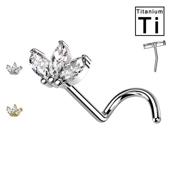 Piercing au nez en titane avec trois pétales - Enfoncer
