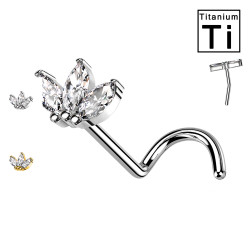 Piercing Naso in Titanio con Fiore a Tre Petali-Push in