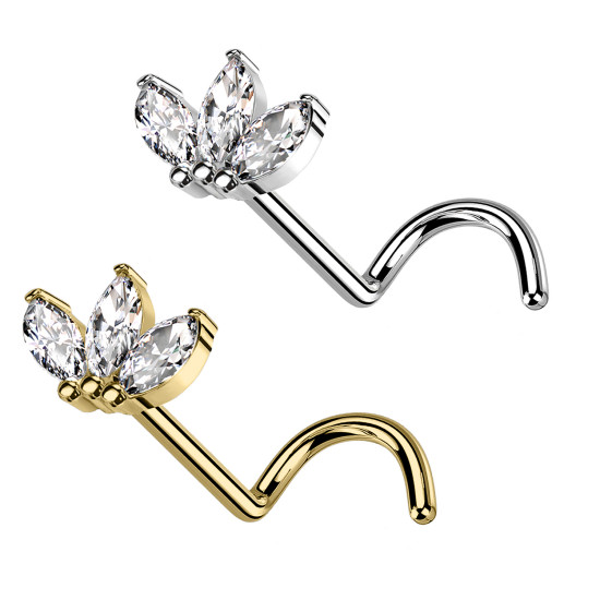 Piercing Naso in Titanio con Fiore a Tre Petali-Push in