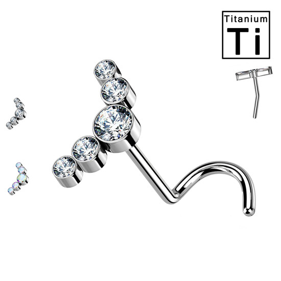 Piercing Naso Push In in Titanio con 5 Cristalli