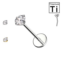 Piercing Labbro con Cristallo Rotondo-Push in Piercing Labbro con Cristallo Rotondo-Push in