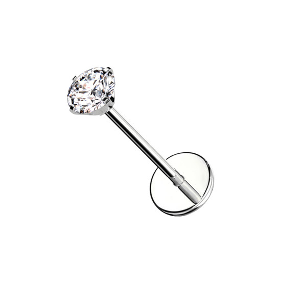 Piercing Labbro con Cristallo Rotondo-Push in