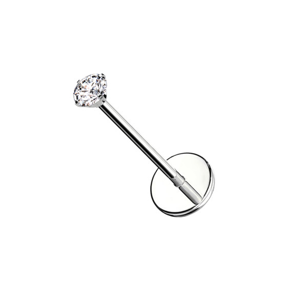 Piercing Labbro con Cristallo Rotondo-Push in