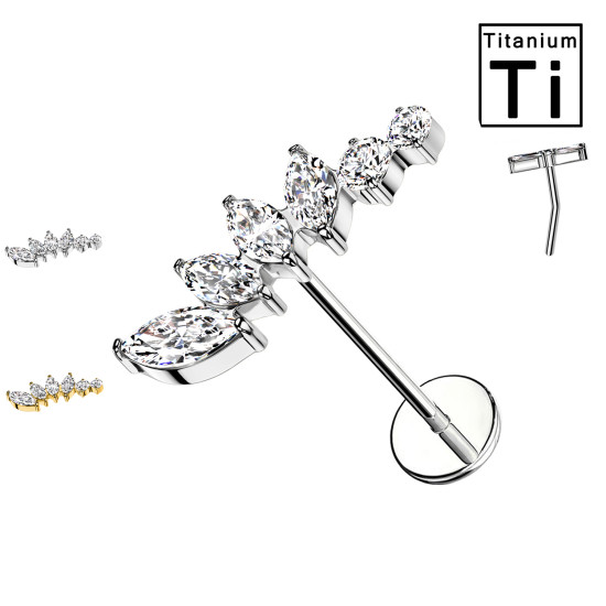 Piercing de lèvre avec poussée de branche cristalline