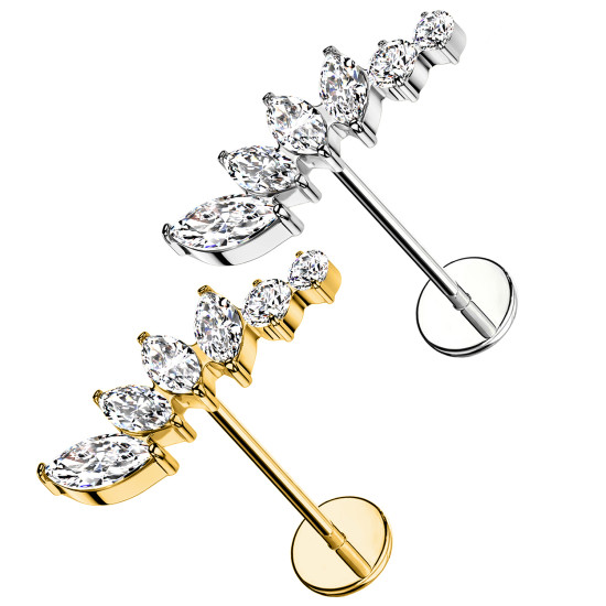 Piercing Labbro con Ramo di Cristalli-push in
