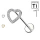 Piercing Labbro con Cuore di Cristalli-Filettature Interna