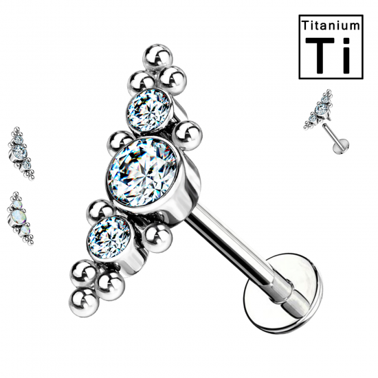 Piercing Labret Borchie Cartilagine Tre Cristalli