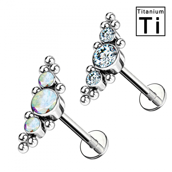 Piercing Labret Borchie Cartilagine Tre Cristalli