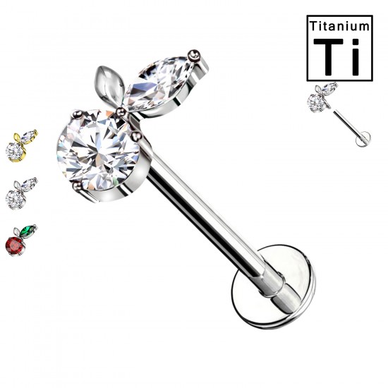 PWC-046 Piercing Labret in Titanio con Cristallo a Forma di Carota e con Filettatura Interna PWC-046 Piercing Labret in Titanio con Cristallo a Forma di Carota e con Filettatura Interna