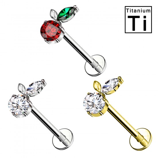 PWC-046 Piercing Labret in Titanio con Cristallo a Forma di Carota e con Filettatura Interna PWC-046 Piercing Labret in Titanio con Cristallo a Forma di Carota e con Filettatura Interna