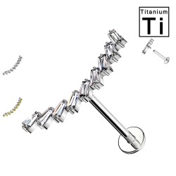 PWC-056 Piercing Labret in Titanio a forma di nove Baguette Cristalli Rettangolari e con Filettatura Interna PWC-056 Piercing Labret in Titanio a forma di nove Baguette Cristalli Rettangolari e con Filettatura Interna
