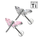 PWC-169 Piercing Labret in Titanio a Forma di Libellula con Cristalli con Filettatura Interna PWC-169 Piercing Labret in Titanio a Forma di Libellula con Cristalli con Filettatura Interna