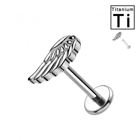 PWC-196 Piercing Labret in Titanio a Forma di ala e con Filettatura Interna