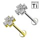PWC-200 Piercing Labret in Titanio a Forma di Quadrifoglio con Cristalli e con Filettatura Interna