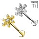 PWC-203 Piercing Labret in Titanio a Forma di Neve  con Cristalli e con Filettatura Interna