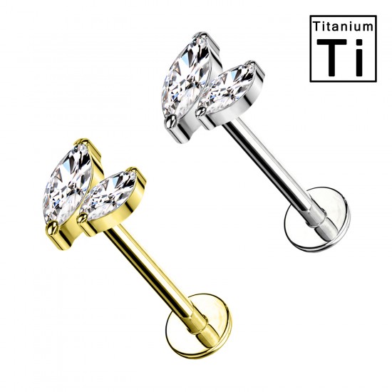 PWC-204 Piercing Labret Doble Hoja de Titanio con Rosca Interna