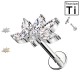 PWC-205 Piercing Labret in Titanio a Forma di Fiore con Cristalli e con Filettatura Interna