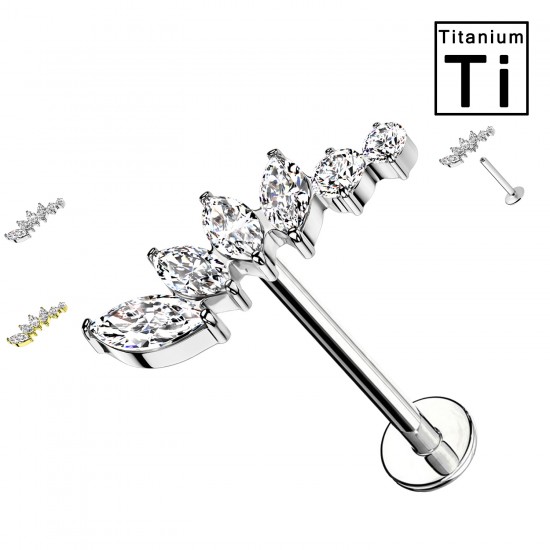 PWC-201 Piercing Labret in Titanio con sei Cristalli