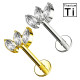 Piercing Labret in Titanio con 3 Cristalli a Foglia-Filetto Interno