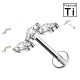 PWC-212 Piercing Labret in Titanio con Cristalli a Forma di Foglie  e con Filettatura Interna