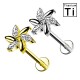 PWC-213 Piercing Labret in Titanio a Forma di Fiore con Cristalli e con Filettatura Interna