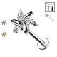 PWC-213 Piercing Labret in Titanio a Forma di Fiore con Cristalli e con Filettatura Interna