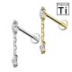 PWC-215 Piercing Labret in Titanio con cristallo a forma di marquise e catena e con Filettatura Interna