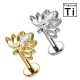 PWC-217 Piercing Labret in Titanio a Forma di Fiore di Loto con Cristalli e con Filettatura Interna