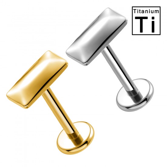 PWC-220 Piercing Labret in Titanio a Forma di Rettangolo 3D con Filettatura Interna