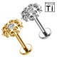 PWC-223 Piercing Labret in Titanio con Cristalli a Forma di Fiore e con Filettatura Interna