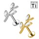 PWC-224 Piercing Labret in Titanio a Forma di Ramo con Cristalli e Filettatura Interna