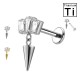 PWC-227 Piercing Labret in Titanio con Cristalli Rettangolari Filettatura Interna