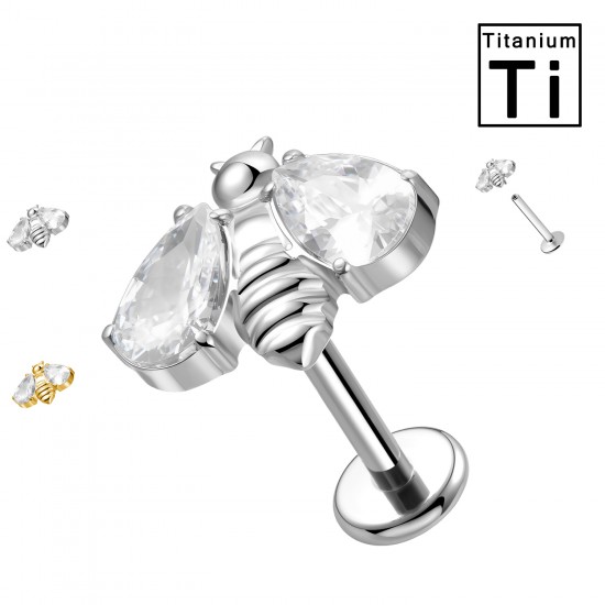 PWC-228 Piercing Labret in Titanio a Forma di Ape e Filettatura Interna