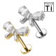 PWC-231 Piercing Labret in Titanio con Nodo a Fiocco con Cristalli e con Filettatura Interna PWC-231 Piercing Labret in Titanio con Nodo a Fiocco con Cristalli e con Filettatura Interna