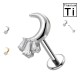 PWC-233 Piercing Labret in Titanio con Luna e 3 Cristalli Rettangolari e con Filettatura Interna