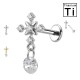 PWC-234 Piercing Labret in Titanio con Forma di Neve e Con Pendente con Filettatura Interna