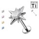 PWC-235 Piercing Labret in Titanio con Stella in Cristallo e Cristallo a Goccia e con Filettatura Interna