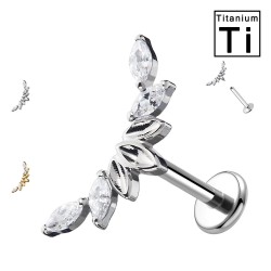 PWC-236 Piercing Labret in Titanio con Cristalli Filettatura Interna