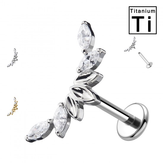 PWC-236 Piercing Labret in Titanio con Cristalli Filettatura Interna