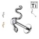 PWC-239 Piercing Labret in Titanio con Serpente con Cristallo Filettatura Interna