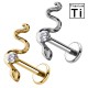 PWC-239 Piercing Labret in Titanio con Serpente con Cristallo Filettatura Interna
